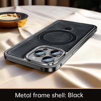 Magnetic Leather Stand Phone Case For Iphone 14 15 Pro Max Luxury Business Lerther Metal Frame Cover For IPHON 14 Pro 15 Promax iPhone 15 Pro Max ruda