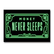 Motivational Wall Decoration Painting Money Never Sleeps Qoutes Canvas Painting Posters Print for Office Room Home Decor Picture 20x30cm no frame
