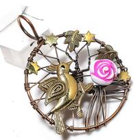 Carving Flower Gemstone Handmade Copper Wire Wrap Jewelry Pendant 2.17  W9q48