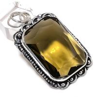 Olive Topaz Gemstone Handmade 925 Sterling Silver Jewelry Pendant 2.36  V3t78