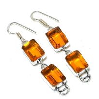 Honey Topaz Gemstone Handmade 925 Sterling Silver Jewelry Earring 2.36  v4k82