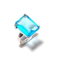Swiss Blue Topaz Gemstone 925 Sterling Silver Jewelry Ring Size 6.5 E0w94