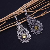 Citrine Gemstone Handmade 925 Sterling Silver Jewelry Earring 2.30  N7P93 gray