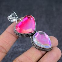 Mystic Topaz Gemstone 925 Sterling Silver Jewelry Gift Pendant 2.64  K0p77
