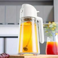 1 vnt. 2in1 630ml Stiklinis Purškiamas Aliejaus Purkštuvas Butelis Purškiamas Aliejaus Dozatorius Aliejaus Indelis Indelis BBQ Virtuvė Kepimas Kepimas Piknikas Virtuvės Įrankis white