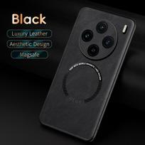 Luxury Leather Magnetic Magsafe Case for VIVO X100 Pro IQOO 12 Pro Car Mount Case Silicone Shockproof Full Protection Cover VIVO X100 Pro 5G juoda