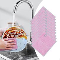 Kitchen Cleaning Dish Towels, Mesh Microfiber Cloth, Multipurpose Wire Dishwashing Rags 10pcs Pink gray