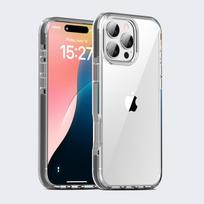 KEYSION Clear Shockproof Case for iPhone 16 Pro Max Colorful Collision Transparent Silicone+PC Phone Cover for iPhone 15 Pro Max for iPhone 16 Pro pilka spalva