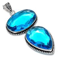 Natural Blue Topaz Gemstone Handmade 925 Sterling Silver Pendant 3.55  n4B82