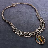 Natural Mystic Topaz Gemstone Copper Wire Wrap Jewelry Necklace 18  m2A87