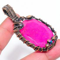 Ruby Natural Gemstone Handmade Copper Wire Wrap Jewelry Pendant 2.68  S9c83
