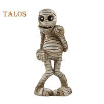 Helovino figūrėlė Baisi mini mumija zombis skeletas dervos statula skulptūra vidaus namų biuro stalviršio dekoracija ornamentas festivalio dovana B gray