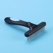 Pet Dog Cat Grooming Rake Dematting Brush Shedding Comb with Two Rows Needles Gently Remove Loose or Tangled Hair from Undercoat mėlyna