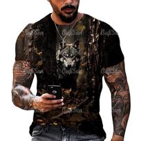 Jungle Animals T-Shirt For Men 3D Wolf Print Short Sleeve Tee Summer Outdoor Hunter T Shirt Oversized Top Tee Shirt Men Clothing S black