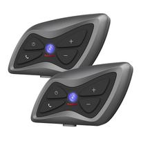 Teleheer T6 Plus motociklo šalmas Intercom 1500M diapazonas BT5.1 laisvų rankų vidinis telefonas, pilnas dvipusis 2 Packs juoda