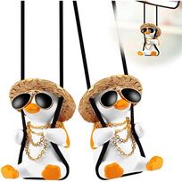 „Swing Duck“ automobilio galinio vaizdo veidrodėlis pakabukas, pakabinamas ornamentas, mielas „sūpynės anties“ ornamentas, pakabinamas automobilis „Anties automobilio veidrodėlis“ kabantys priedai Juokingos dovanos sūpynės