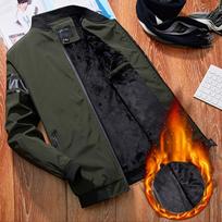 Men's Fleece Lined Warm Jacket Plus Size Windproof Jacket Baseball Standing Collar Top 5XL black