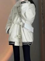 Winter Korean Chic Warm Solid Coat Women Aesthetic Belt Patchwork Outerwear Female New Design Loose Long Sleeve Vintage Casual Clothes S balta