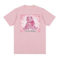 I Love Titties Frog Funny Meme Graphic T Shirt Unisex Unisex Cute O-Neck Clothing T-shirts Tops Casual 100% Cotton Oversized T-shirt L