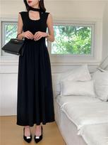 Korean Fashion Slim Round Neck Sleeveless Dress Women Elegant Vintage Elastic Solid Off Shoulder Dresses Female Designer Thin Skinny Clothing S juoda