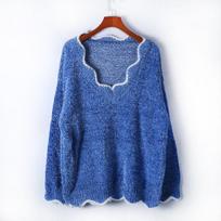 V-neck Pullover Sweater Warm Soft Fabric Cute Pullover Multi Colored Knitted Base Shirt Women's Casual Long Sleeved Top Autumn Winter XL žalia