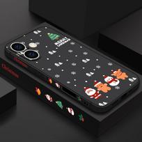 Kalėdų rašto matinis telefono dėklas su virvele iPhone 16 Pro 15 14 Plus 13 12 Mini 11 Pro Max Xr Xs 7 8 Se minkštas TPU plonas dangtelis iPhone 16 juoda