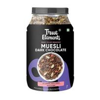 True Elements Juodojo šokolado musli 1kg | Riešutų ir uogų musli | 13g švarių baltymų | 13% sorų | Pusryčių dribsniai | Pusryčiai be glitimo black