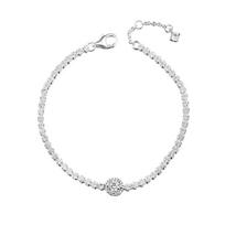 Silver 925 Jewelry Sparkling Halo Tennis Bracelet Sterling Original Charms 16cm