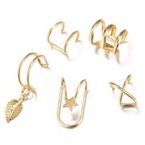 Fake Piercing Ear Cuff Clip On Earrings Tassel Leaf Jewelry Sets Cool Aesthetic Accessories Gifts For Women Statement Earrings beige