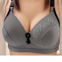 High End Thin Striped Bra Breathable Without Steel Ring Gather Women's Bras Together Comfortable Adjustment Anti Sagging Underwear 42/95 violetinė