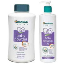 Himalaya Kūdikių pudra, 700 g pakuotė ir masažo aliejus (500 ml) Kombinuotas white