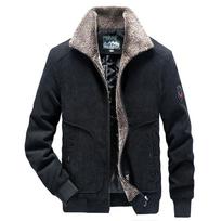 Žieminis Velvetas Medvilne Užpildyta Vyriška Striukė Laisvalaikio Stora Vidutinio Amžiaus Vyriška Striukė Aksominė Medvilne Užpildyta 6XL chaki
