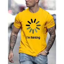Vibrant Thinking Graphic Print T-Shirt - Soft, Breathable, Short Sleeve, Casual Summer Tee for Men - Relaxed Fit, Everyday Wear S