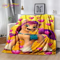 Cute 3D P-Pony Cartoon Unicorn Soft Plush Blanket,Flannel Blanket Throw Blanket for Living Room Bedroom Bed Sofa Picnic Kid Gift 30x40in