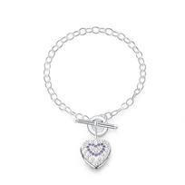 925 prabos sidabro violetinės AAA cirkonio širdelės formos apyrankė Madingi papuošalai 20CM white