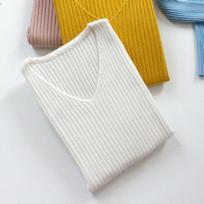 Women's Autumn Sweaters V-neck Slim Fit Pullover Long Sleeve Base Knitted Sweater Woman Winter Fashion Solid Bottoming Warm Knitwear Jumpers 24967 One Size balta