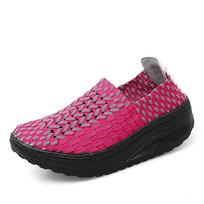 Luminous Woven Shoes Lazy Shoes Fashion Trend Platform Women'S Shoes, Foot Cover Breathable Casual Shoes Sports Square Dance Shoes 35 raudona