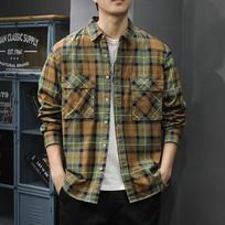 Men's Plus Size Casual Shirt Casual Plaid Shirt Standing Collar Long Sleeve Plaid Shirt 5XL žalia