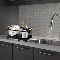 Dish Drying Rack for Kitchen Sink Shelf Drip Tray Detachable Cups Holder Fork Storage