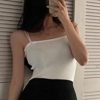 Sleeveless Solid Slim Fit Sling Knitted Vests Top for Women Fashion Elegant Bottom Vintage Tank Tops Women Casual Summer Outwears Tanks Camis 24990 One Size juoda