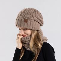 Žieminės megztos kepuraitės šaliko rinkinys Moterims Terminės vilnos beanie kaklas, šiltas sniego slidinėjimo kepurės Šalčiui atsparios lauko dviračių žygiams beanelės gray