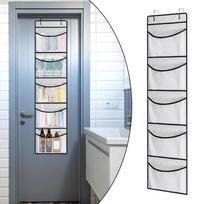 1pc 5 Grid Pocket Underwear Storage Organizer Large Non-woven Storage Hanging Bag Door Rear Wall Hanging Sundries Shoe Home Organizer white