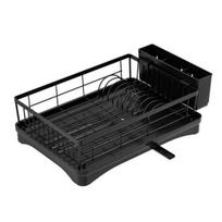 Dish Drying Rack Durable Construction Space-Saving Simple Installation Kitchen Countertop Dish Drainer Utensil black