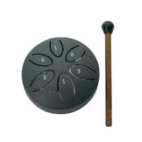 Plieninis liežuvio būgnas, 3 colių 6 natų mušamieji instrumentai, švelnus būgnas su būgnų plaktukais meditacijai 8cm juoda