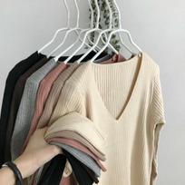 Autumn Slim Fit V-neck Casual Pullover Sweaters Women Fashion Long Sleeve Knitted Sweater for Women Winter Bottom Office Ladies Base Knitwears 25091 One Size balta