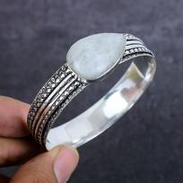 Vaivorykštės Mėnulio Akmens Brangakmenis Rankų Darbo 925 Sterlinginio Sidabro Apyrankė 7 M6C95 white