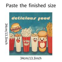 Burger Fries Drink English Slogan Restaurant Kitchen Beautify Decorative Stickers Self-adhesive 34*34cm/fun-f322 blue