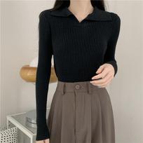 French Elegant Polo Neck Knit Sweater Women's Autumn Winter Long Sleeve Slim Fit Pullovers Korean Fashion New Inner Base Tops S juoda