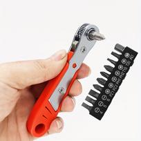 36-Tooth Mini Ratchet Screwdriver Kit with L-Wrench, Narrow Space Repair - Steel Multi-Tool Kit with Sleeve Head 36 tooth wrench+10pc screwdriv beige