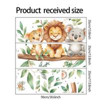 Linksmas-L096 Animacinių gyvūnų derinys Liūtas Tigras Koala Žalių augalų fonas Kraštovaizdžio dekoratyviniai sienų lipdukai 35*98cm*3pcs/fun-L096